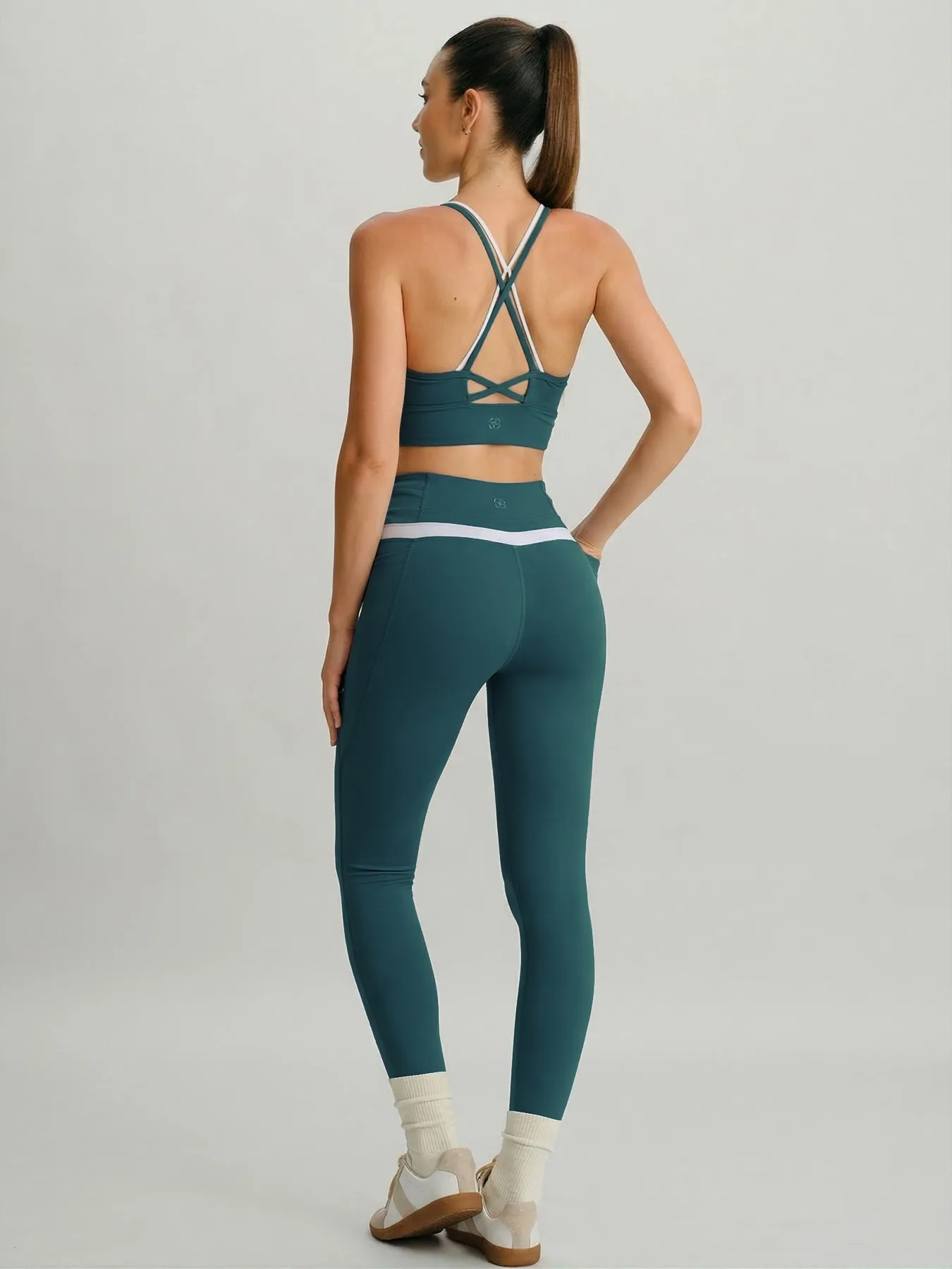 Blue Spruce Contrast V Neck Sports Bra- Light Support sold by BERLOOK product image thumbnail 4