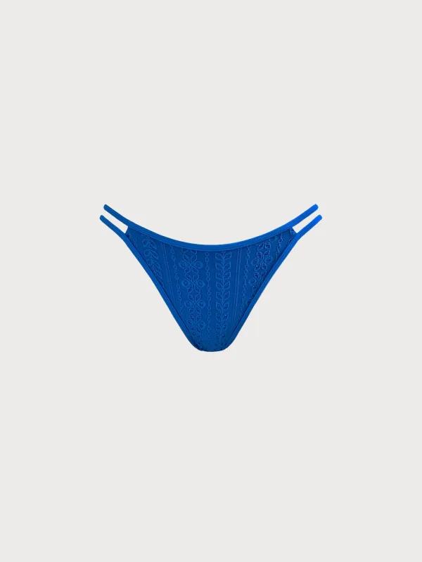 Blue Jacquard Cutout Bikini Bottom made by BERLOOK