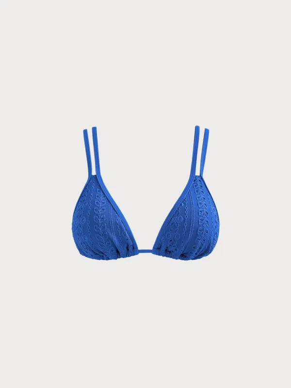 Blue Jacquard Strappy Bikini Top made by BERLOOK