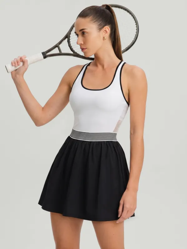 White A-Line Open Back Tennis Dress - Light Support made by BERLOOK