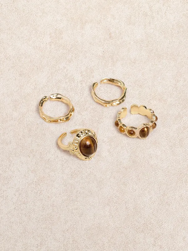 Gold Tiger's Eye Stone Ring made by BERLOOK
