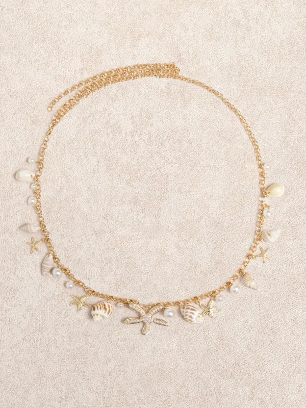 Gold Shell & Starfish Charm Waist Chain made by BERLOOK