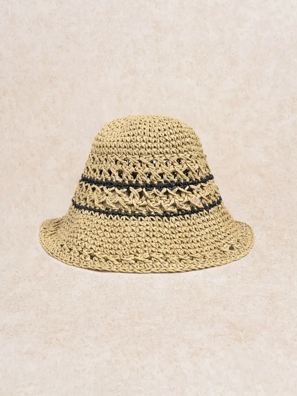 Khaki Crochet Bucket Hat made by BERLOOK