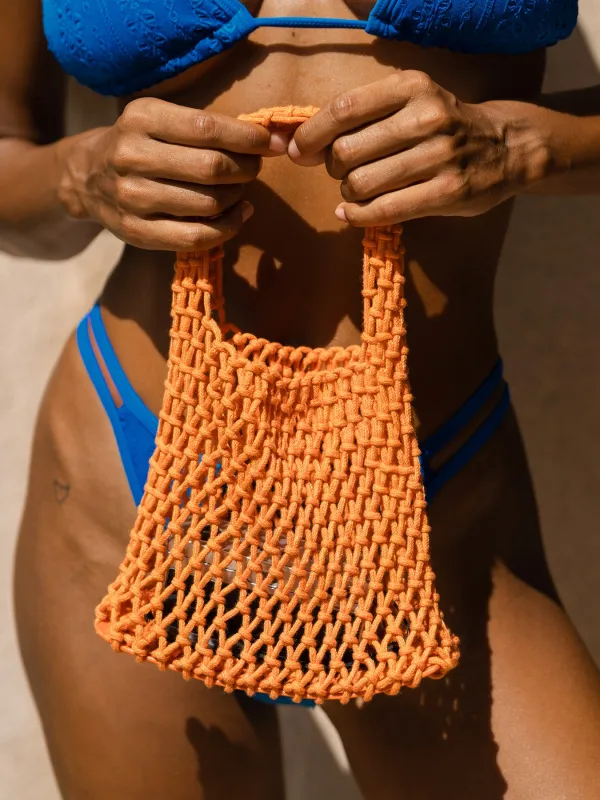 Orange Cotton Rope Crocheted Handbag made by BERLOOK