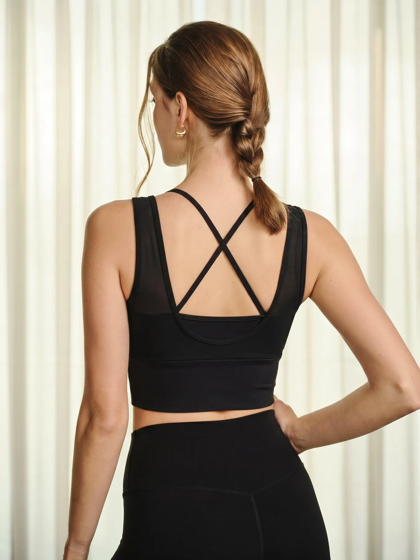 Black Cutout Mesh Tank Top sold by BERLOOK product image thumbnail 2
