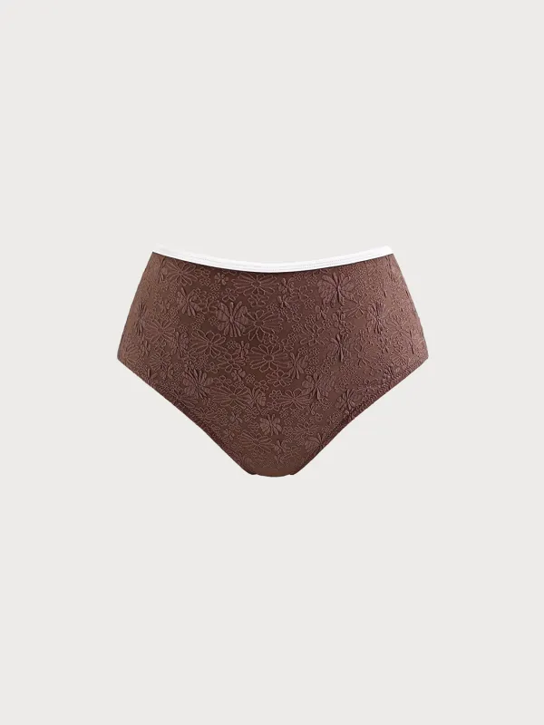 Dark Coffee Textured Plus Size Bikini Bottom made by BERLOOK