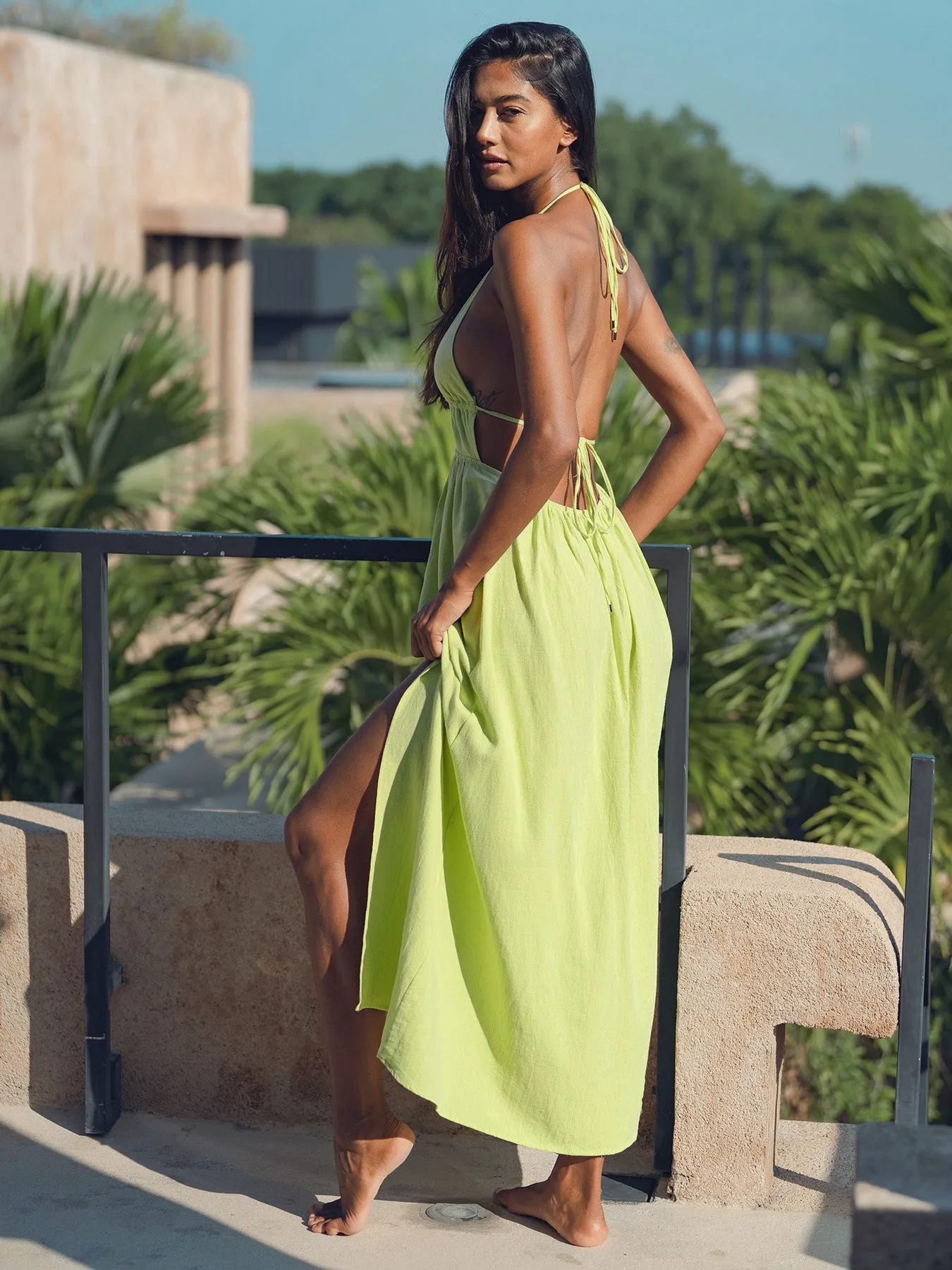 Green Halter Keyhole Cutout Maxi Dress sold by BERLOOK product image thumbnail 5