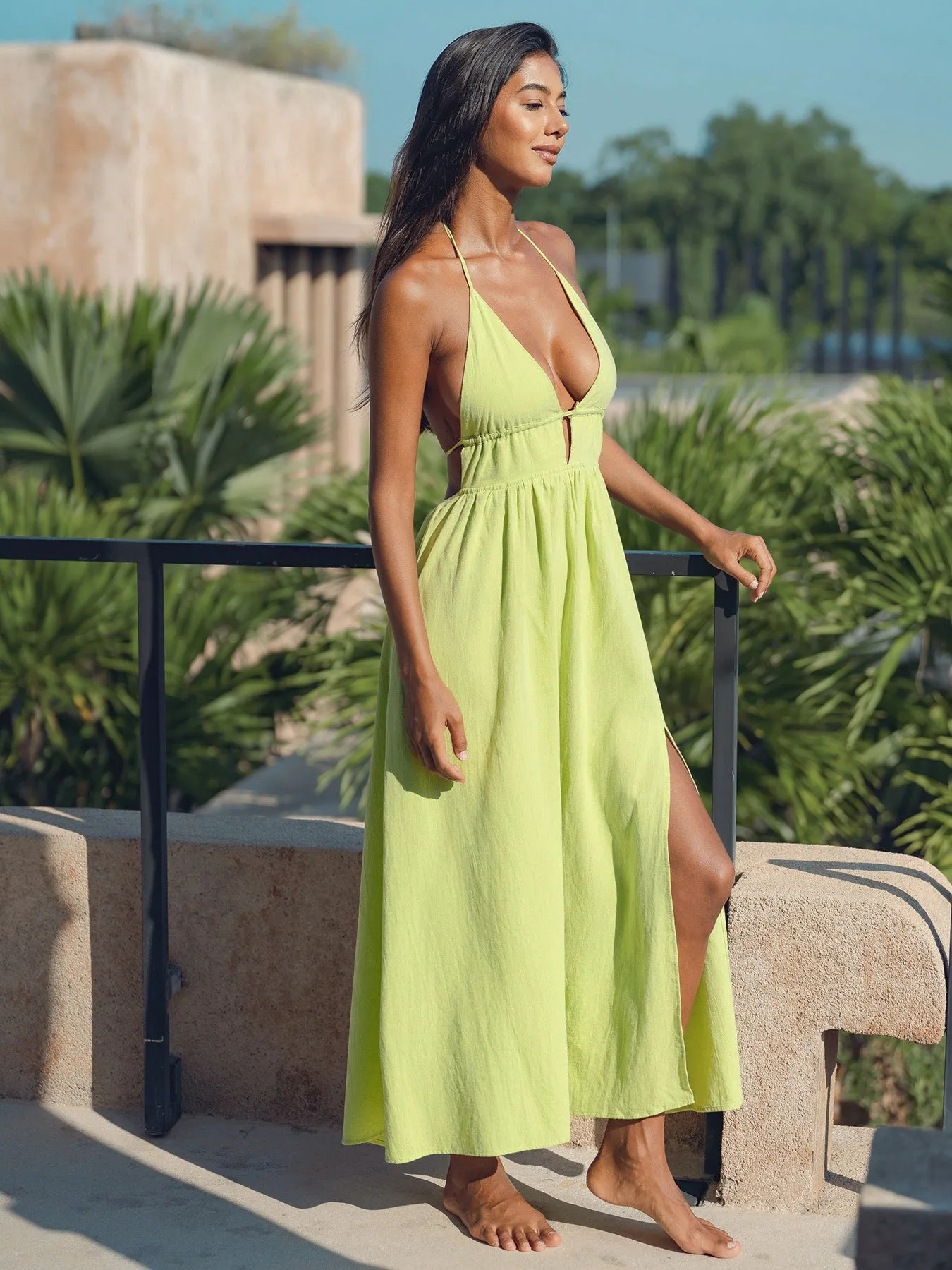 Green Halter Keyhole Cutout Maxi Dress sold by BERLOOK product image thumbnail 3