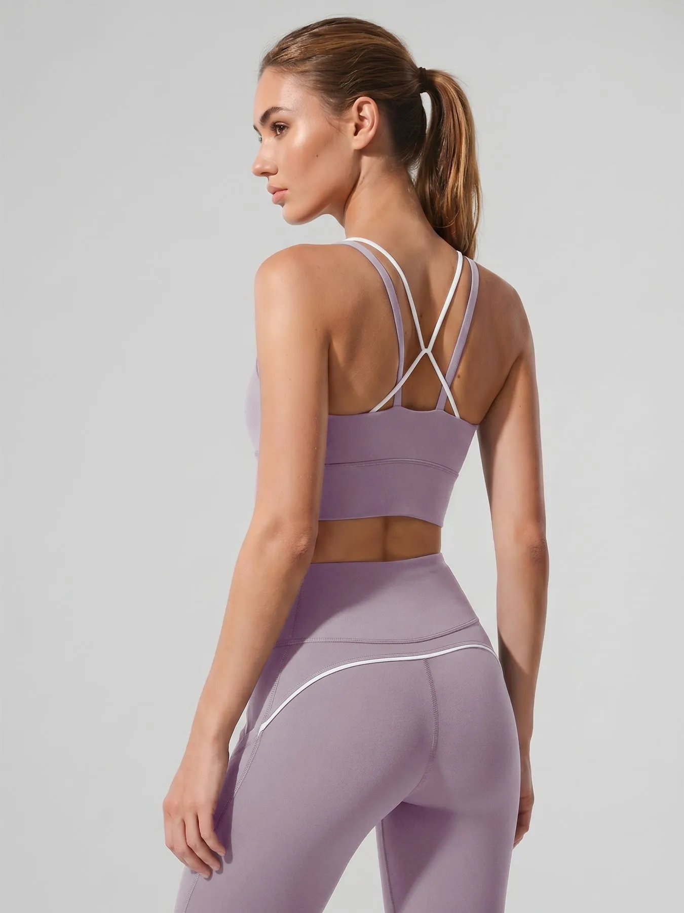 Purple Contrast X Cross Sports Bra sold by BERLOOK product image thumbnail 2