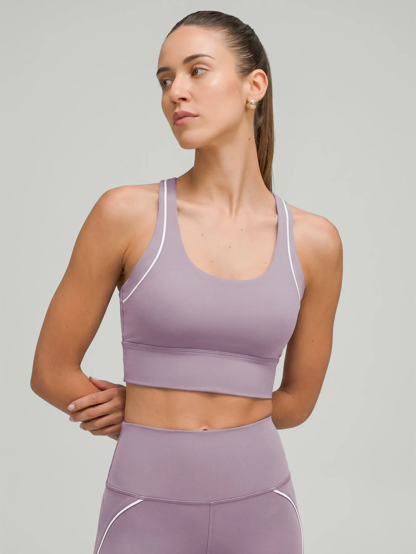 Purple Contrast X Cross Sports Bra sold by BERLOOK