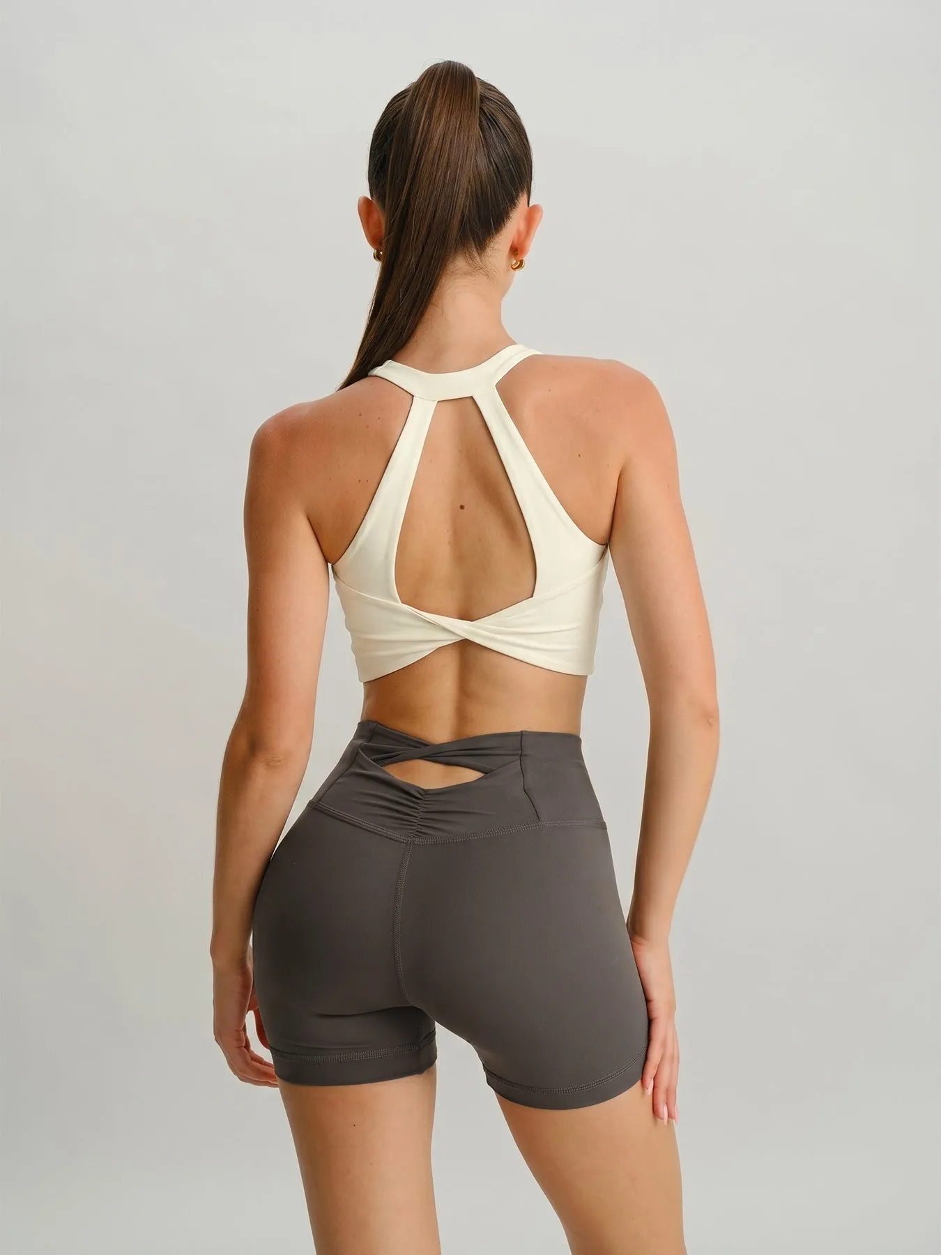 Ivory Open Back Twist Sports Bra - Light Support sold by BERLOOK product image thumbnail 3