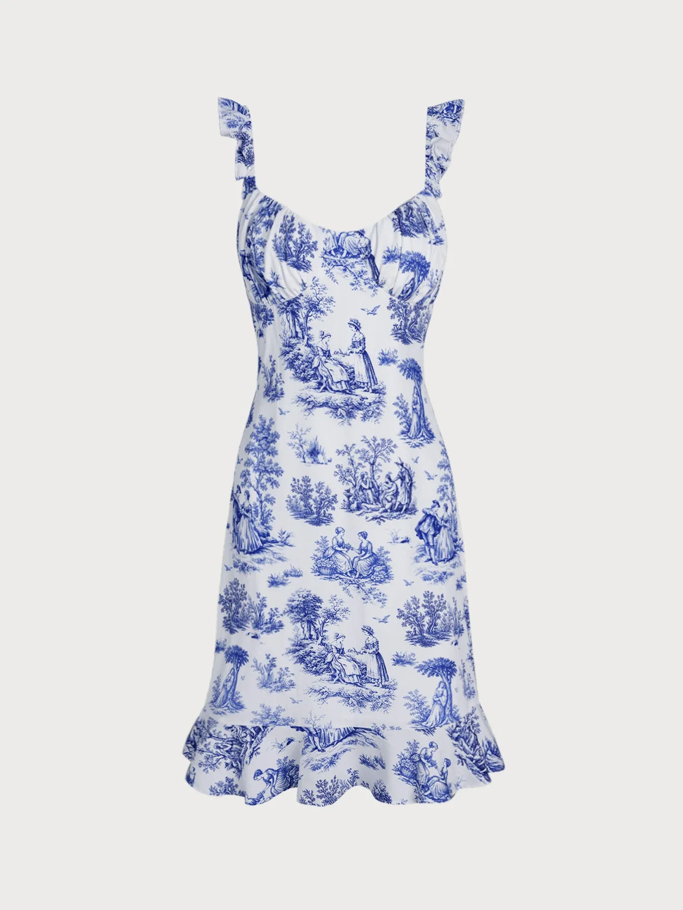 Blue Floral Print Square Neck Beach Dress sold by BERLOOK product image thumbnail 5