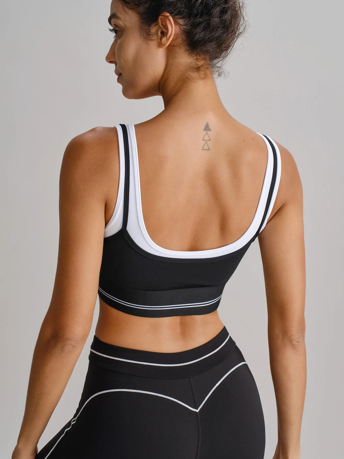 Black Double Strap Contrast Trim Sports Bra - Light Support sold by BERLOOK product image thumbnail 4