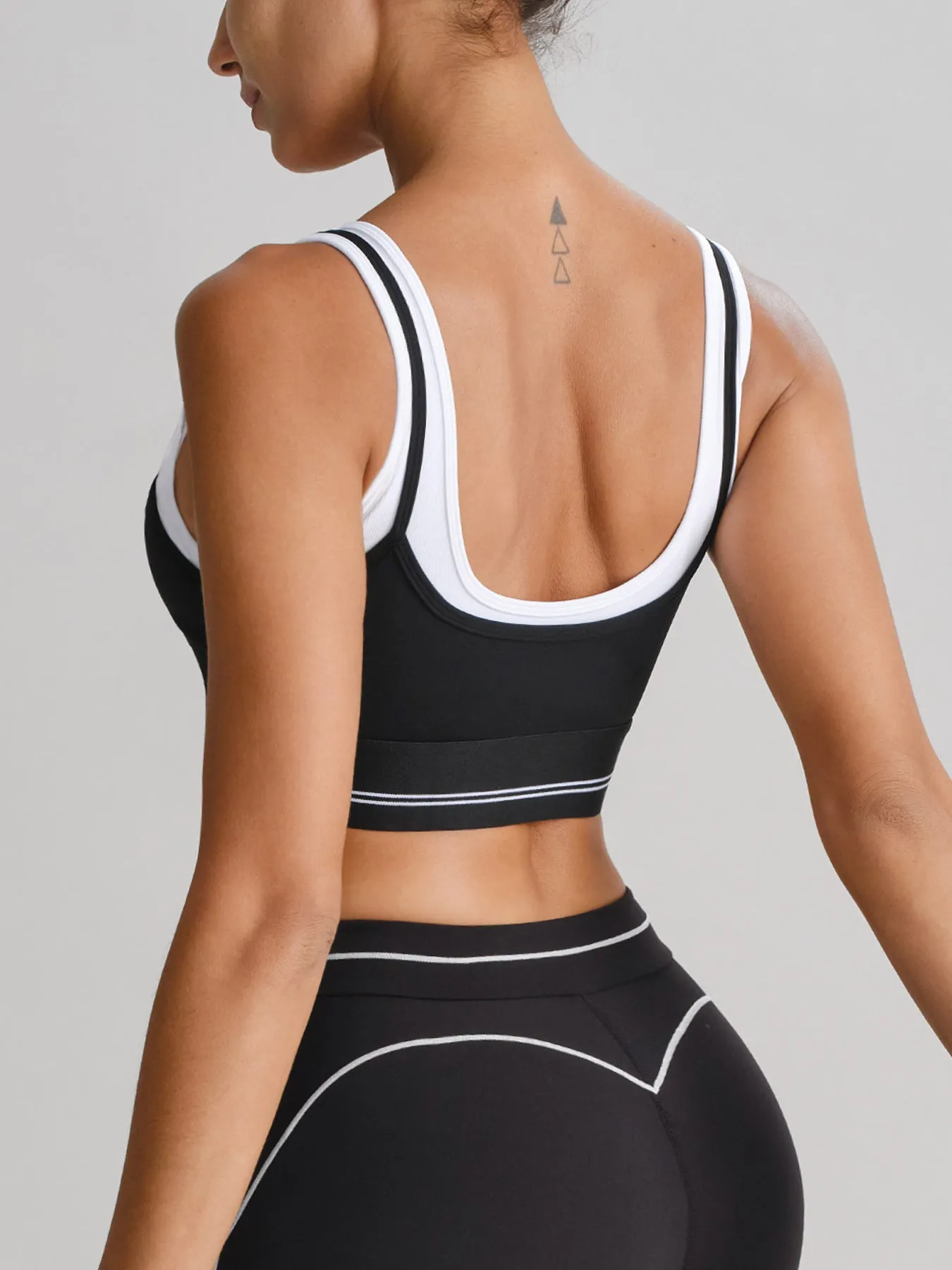 Black Double Strap Contrast Trim Sports Bra - Light Support sold by BERLOOK product image thumbnail 2