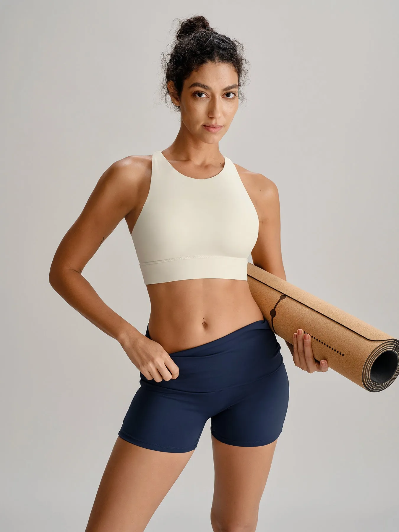 Ivory Round Neck X Cross Yoga Tank Top - Light Support sold by BERLOOK product image thumbnail 3
