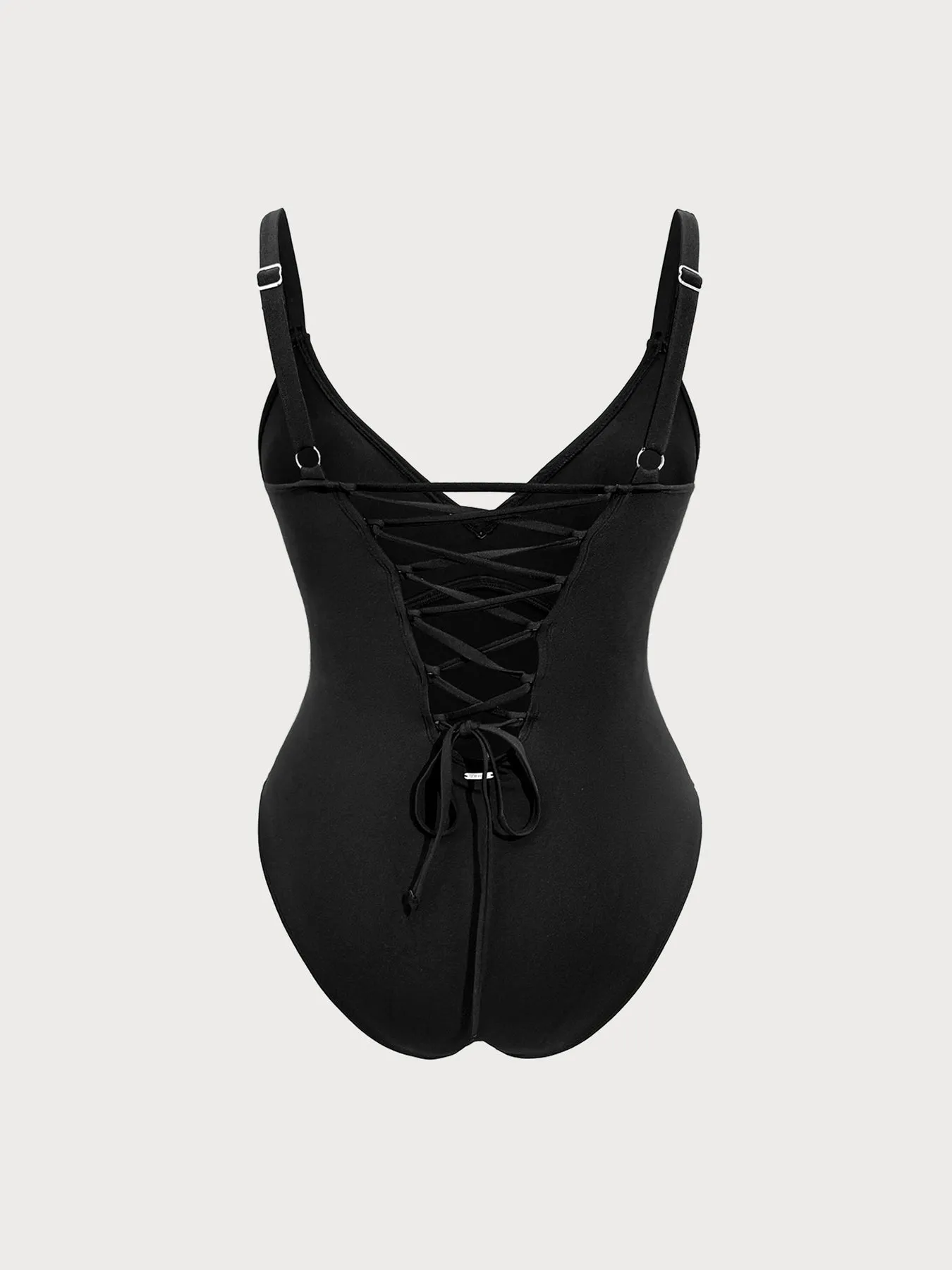 Black Ruched Tummy Control Plus Size One Piece Swimsuit sold by BERLOOK product image thumbnail 2