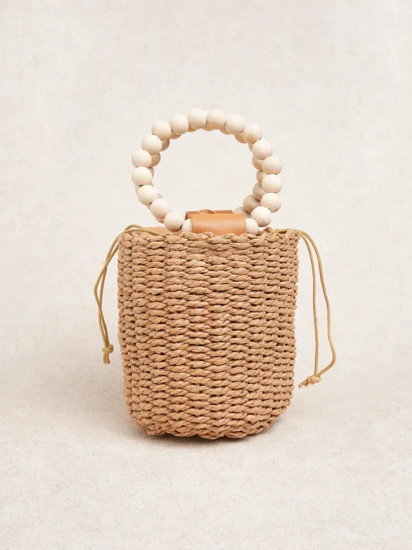 Khaki Wooden Bead Handbag made by BERLOOK