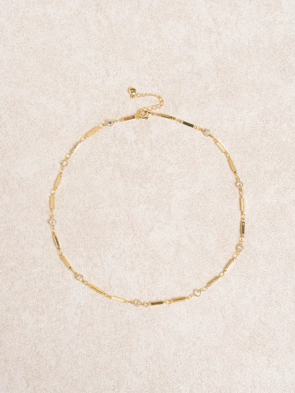 Gold Thin Bar Rhinestone Necklace made by BERLOOK