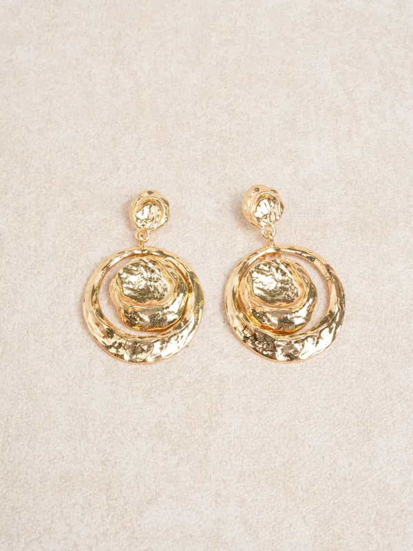 Gold Multi Ring Retro Earrings made by BERLOOK