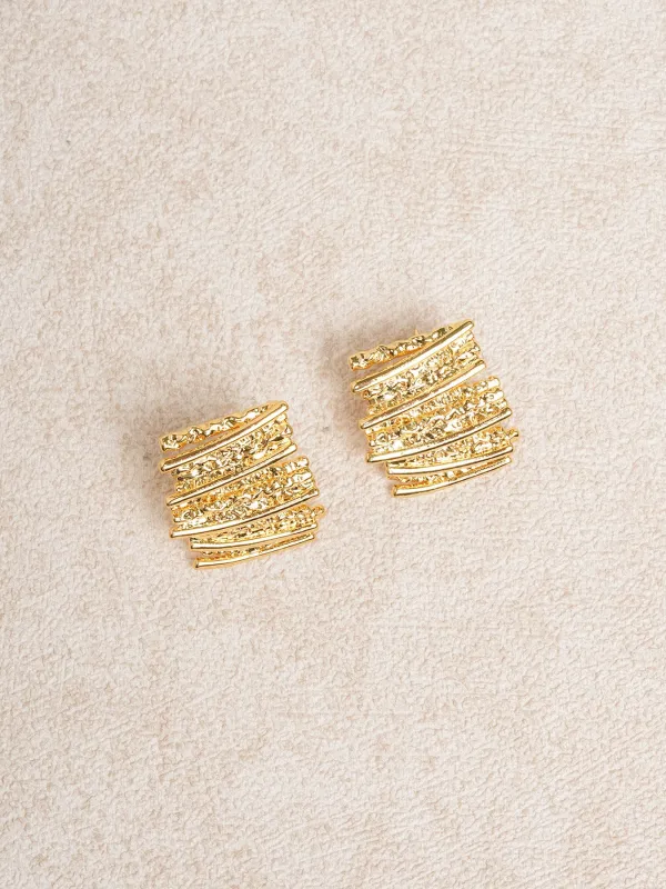 Gold Retro Stacked Stud Earrings made by BERLOOK