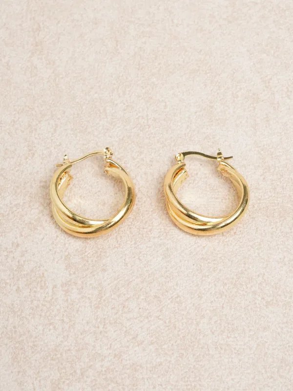 Gold Twisted Double Hoop Earrings made by BERLOOK