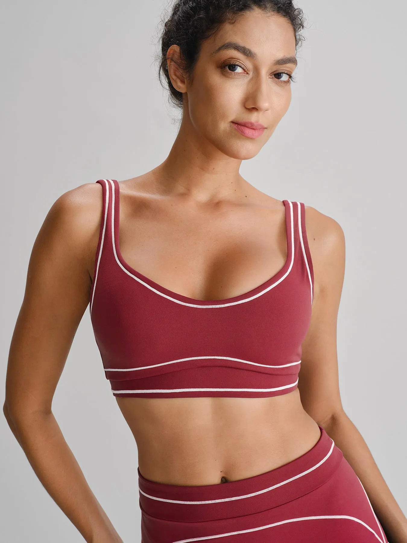 Red Contrast-Trim Sports Bra sold by BERLOOK