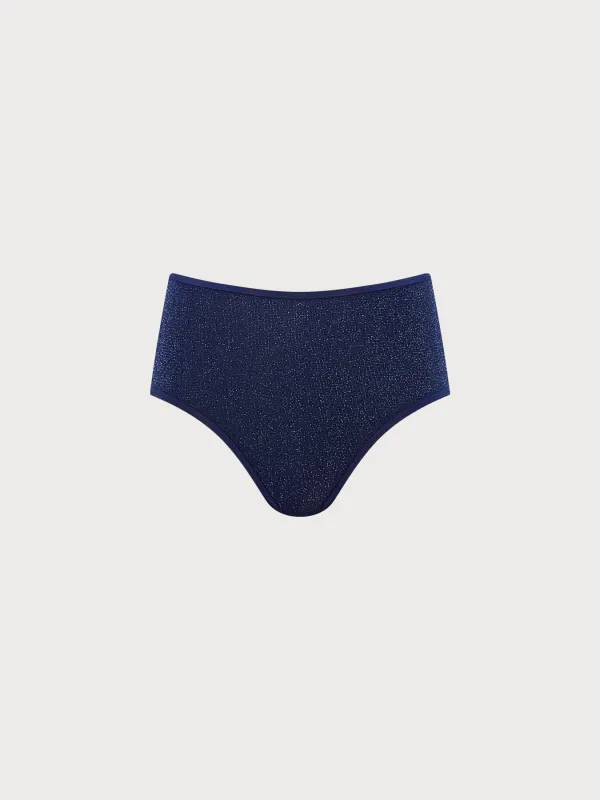 Blue Lurex High Waisted Surf bottom made by BERLOOK