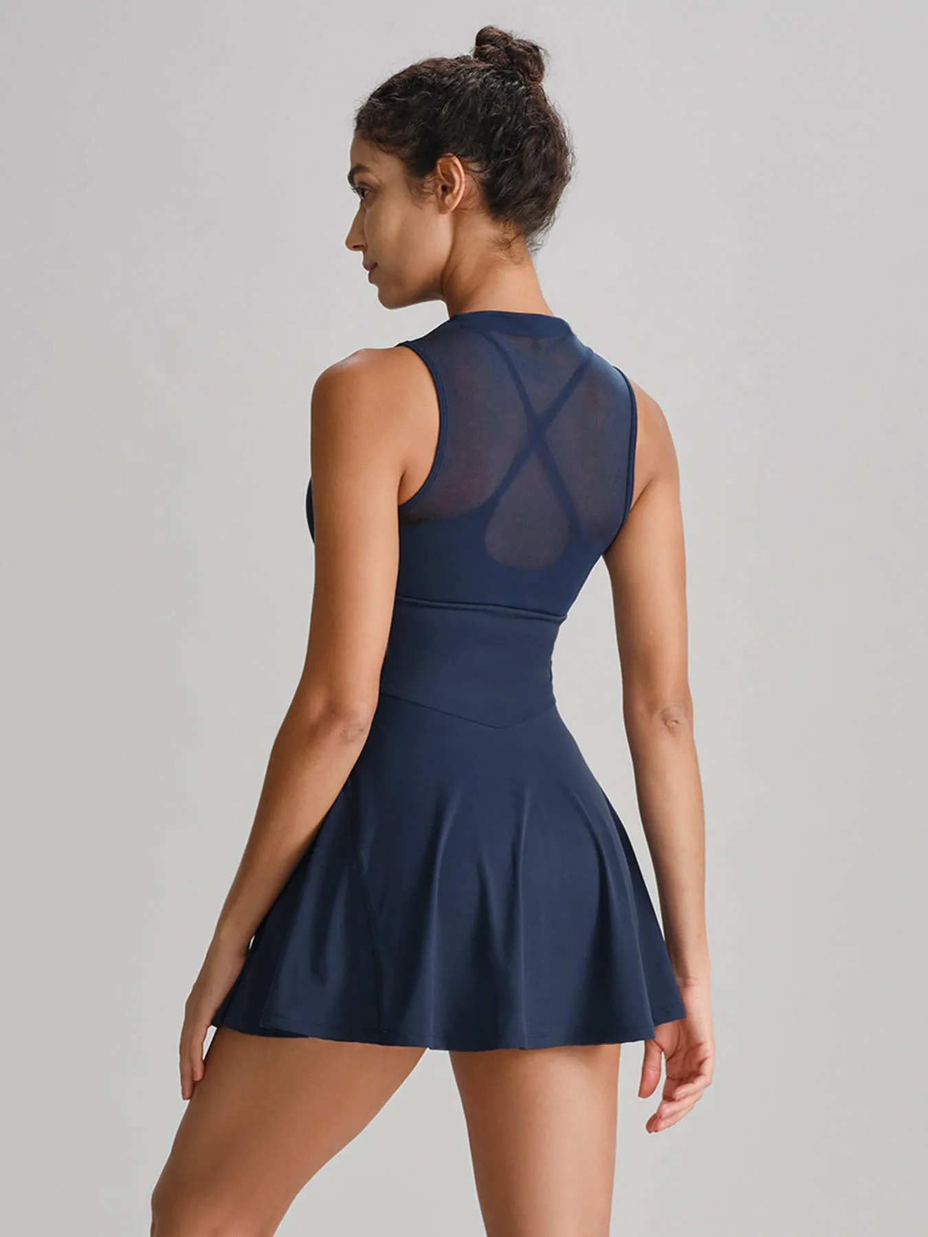 Navy Mesh Mock Neck Sport Dress sold by BERLOOK product image thumbnail 2