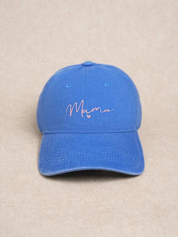 Blue Embroidery Distressed Baseball Hat made by BERLOOK