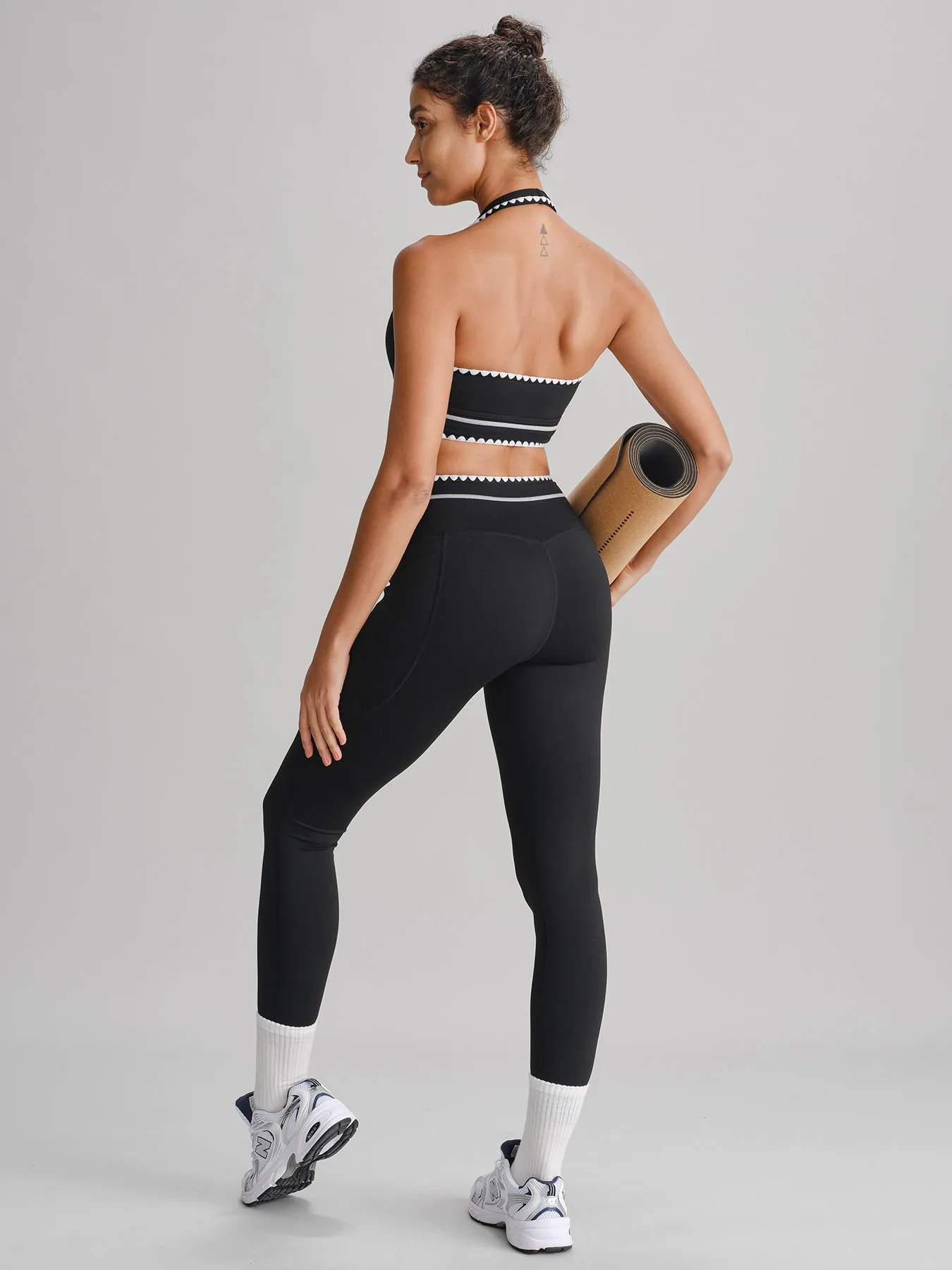 Black Contrast Trim Halter Sports Bra sold by BERLOOK product image thumbnail 2