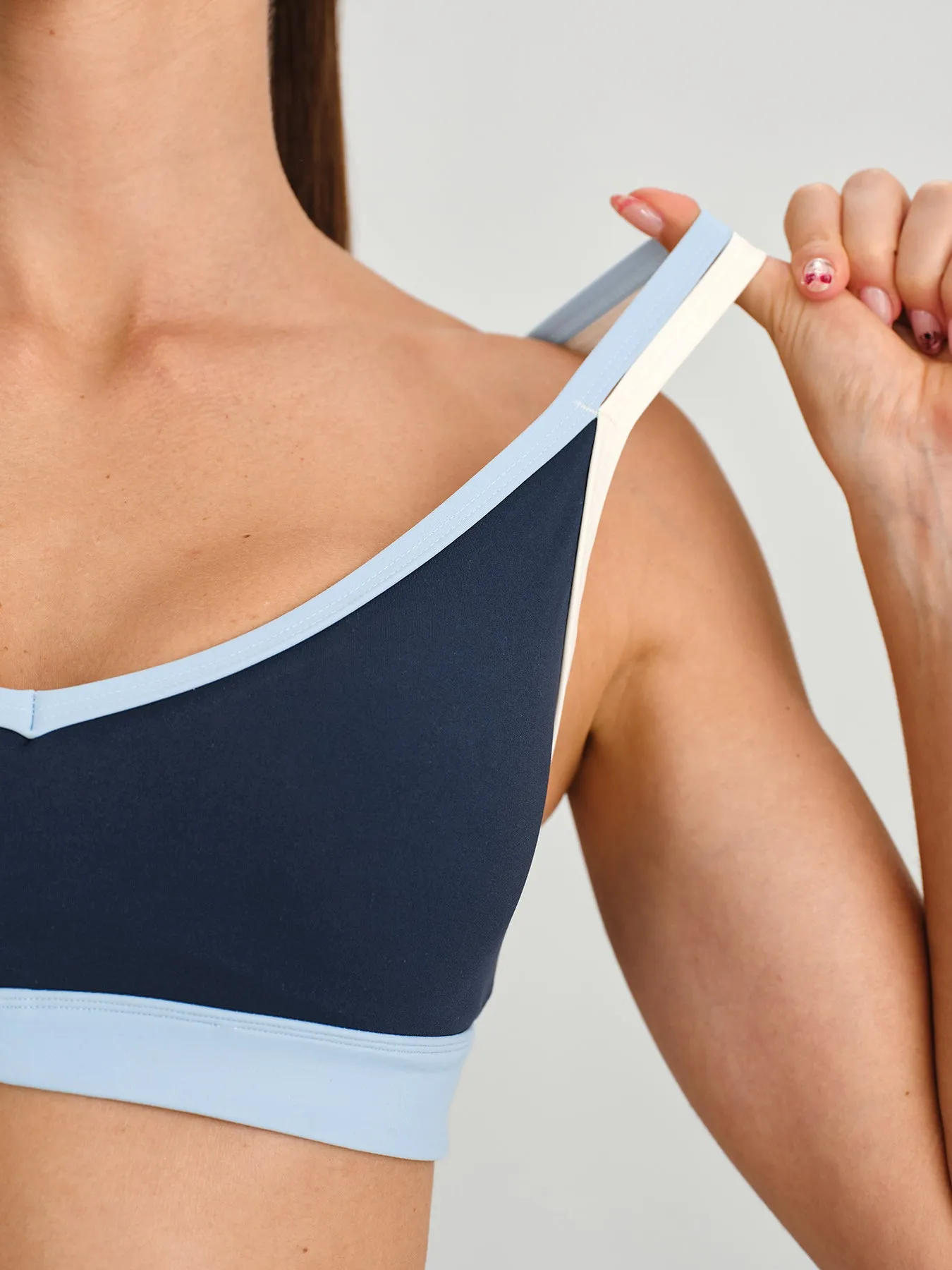 Navy Double Strap Contrast X Cross Sports Bra - Light Support sold by BERLOOK product image thumbnail 5