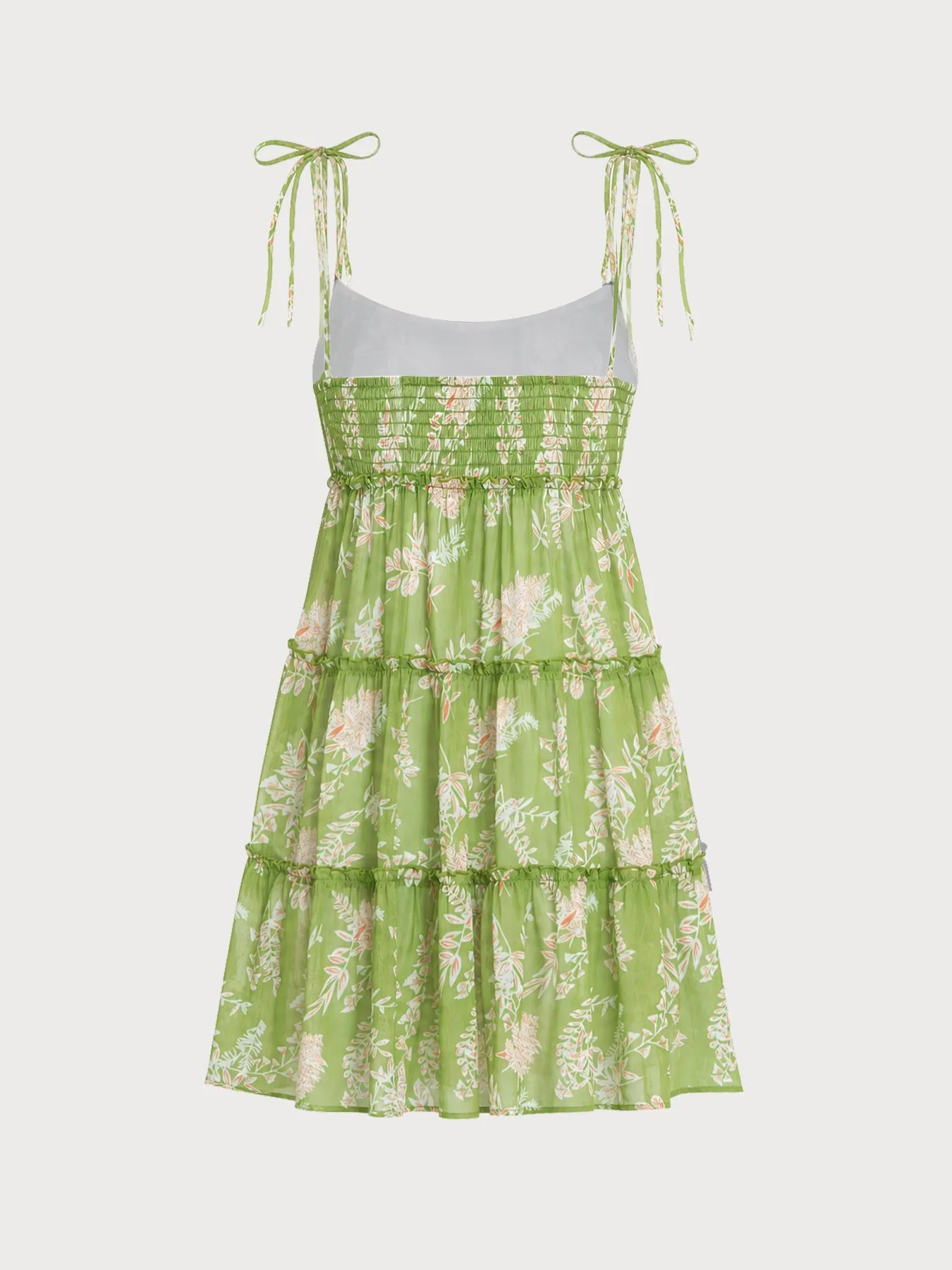 Green Floral Print Tie Beach Dress sold by BERLOOK product image thumbnail 5