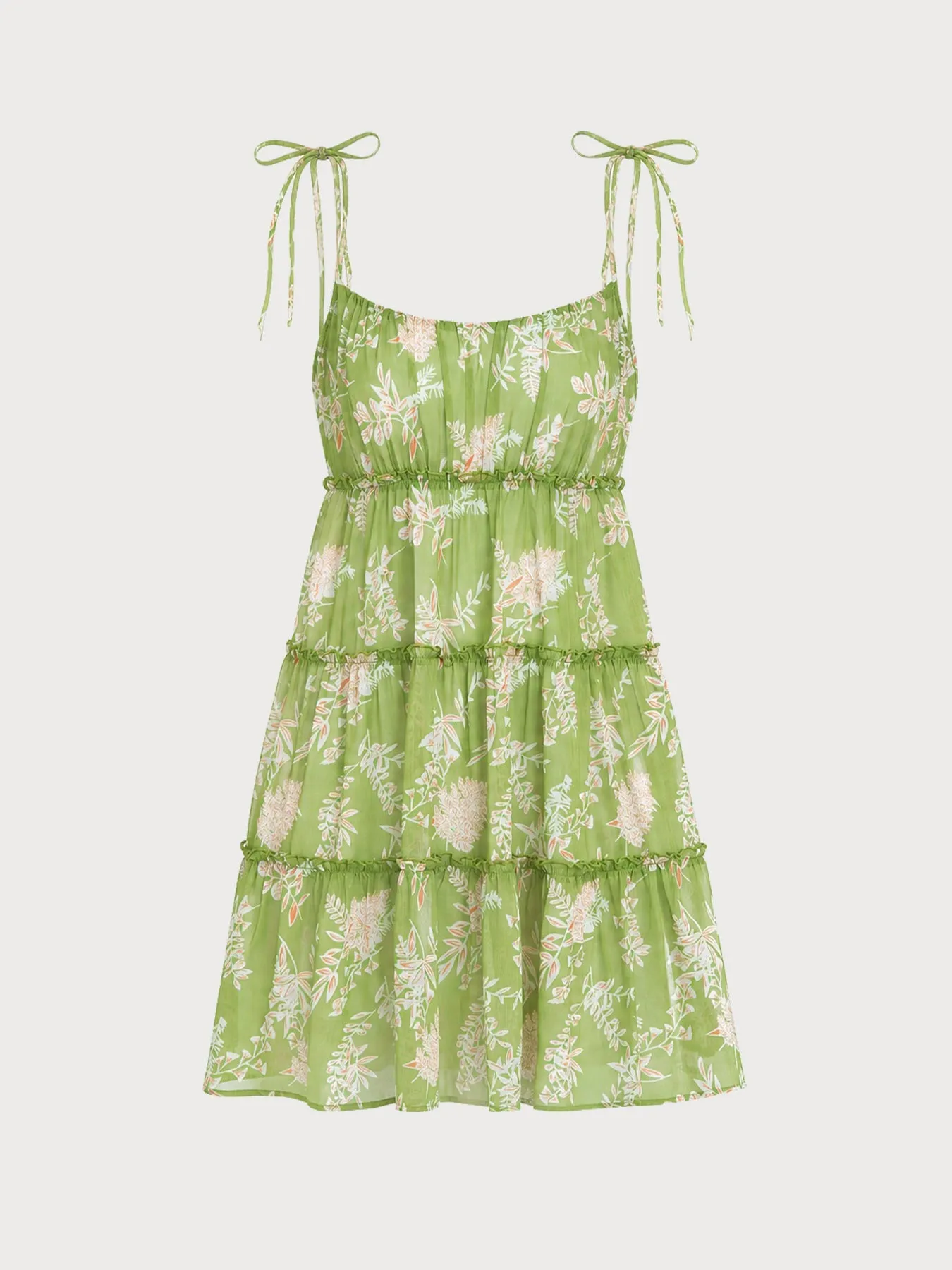 Green Floral Print Tie Beach Dress sold by BERLOOK product image thumbnail 4