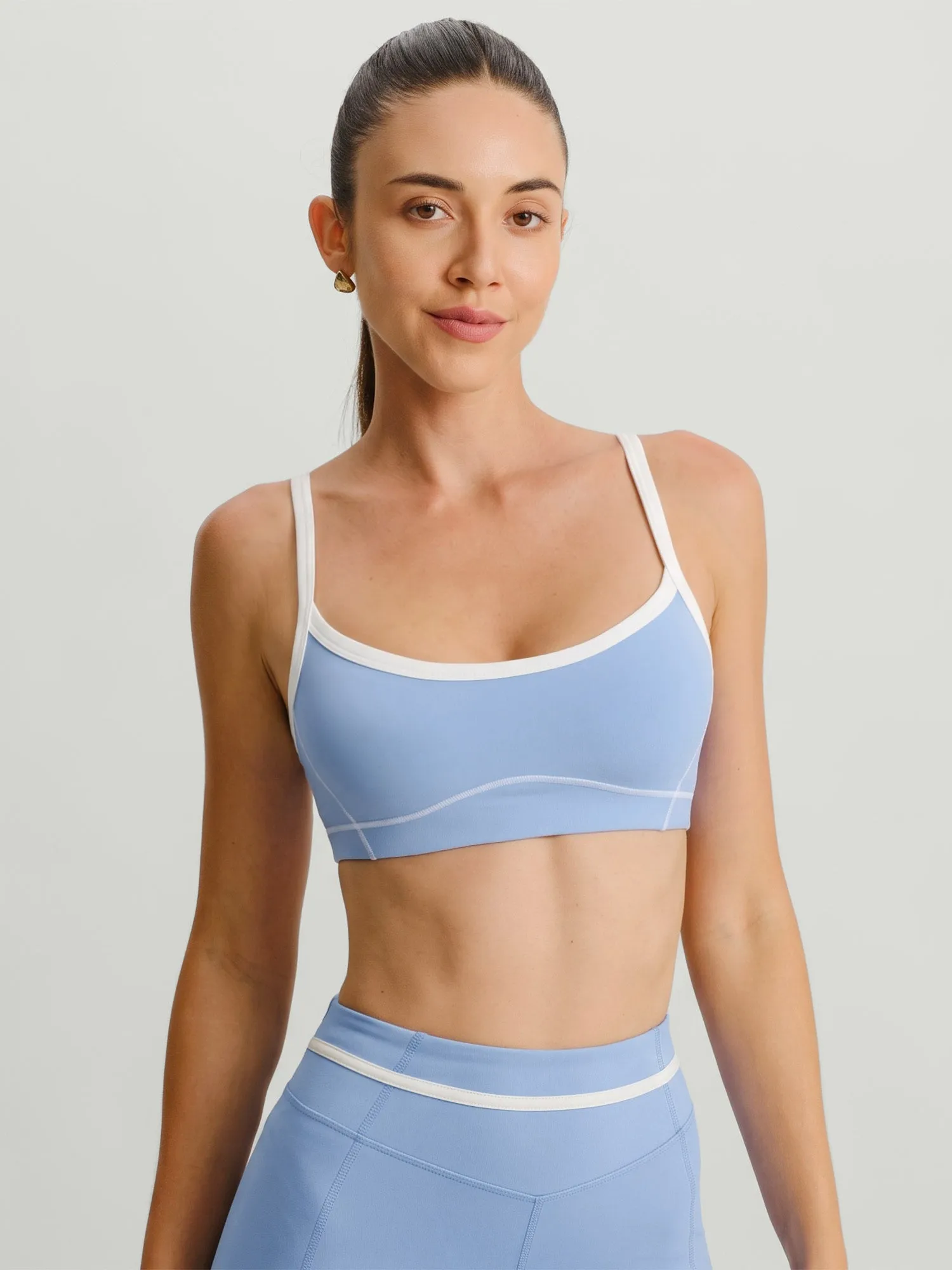 Blue U Neck Contrast Line Sports Bra - Light Support sold by BERLOOK product image thumbnail 3