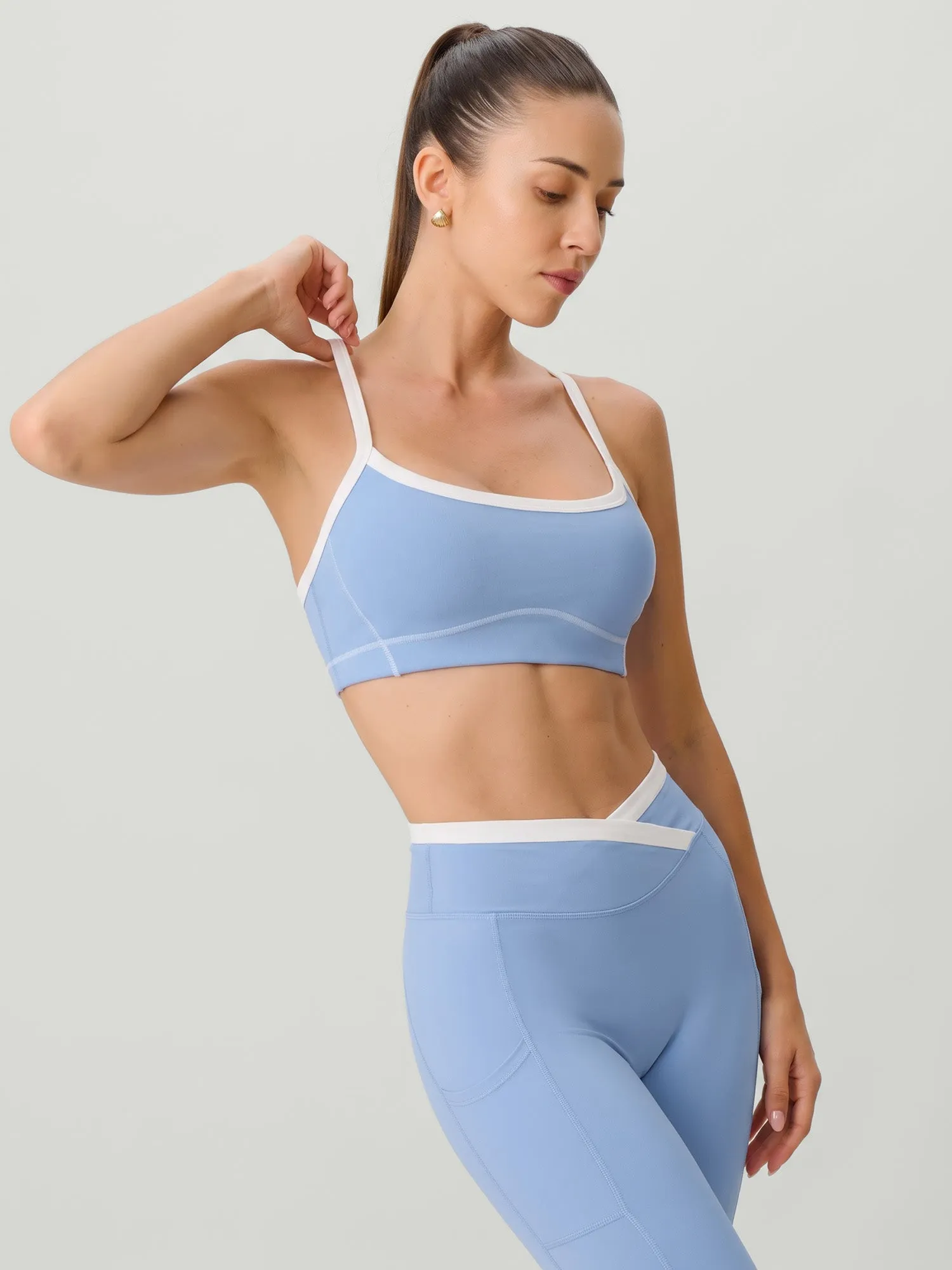 Blue U Neck Contrast Line Sports Bra - Light Support sold by BERLOOK product image thumbnail 4