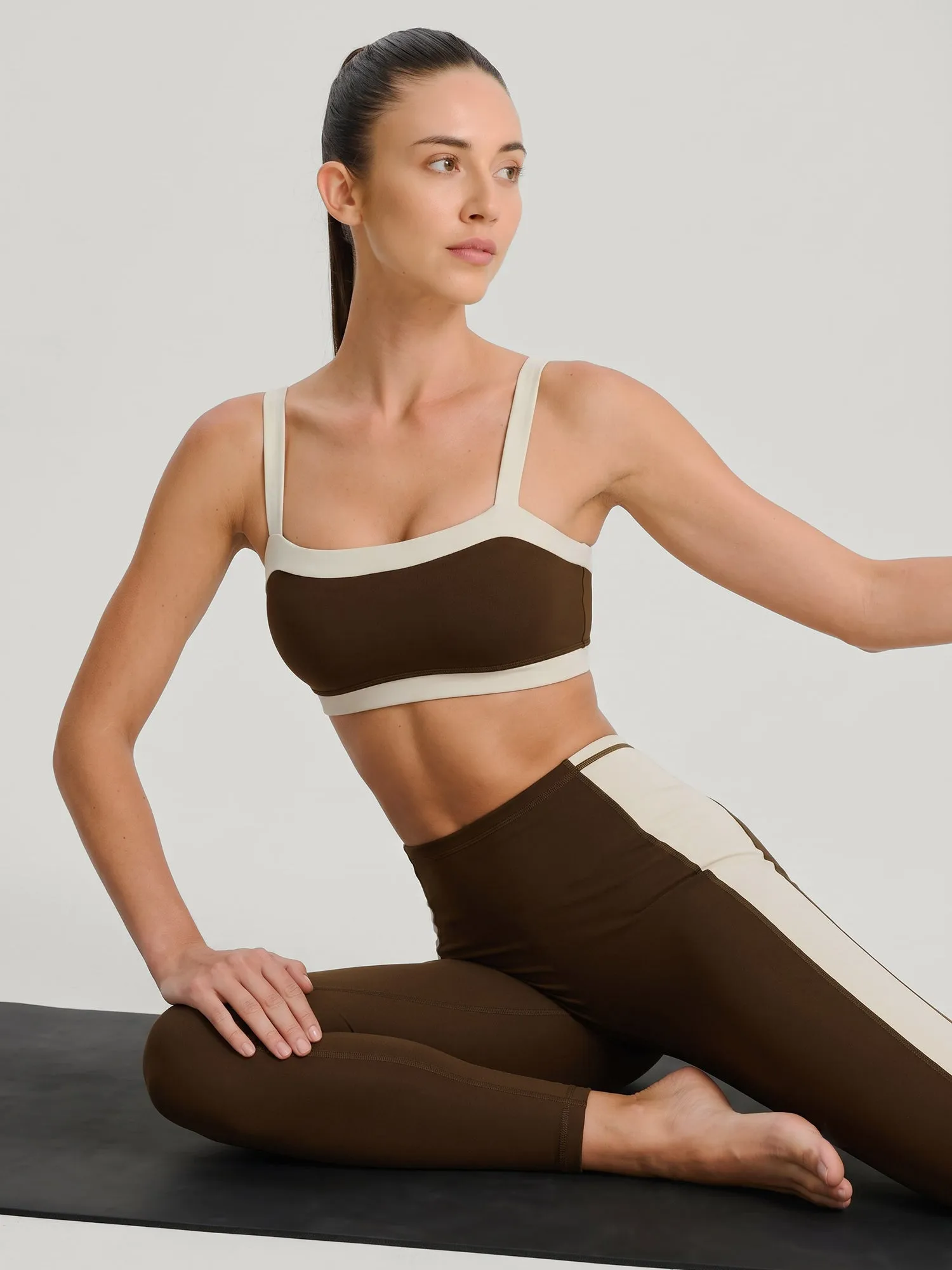 Coffee Contrast Trim Sports Bra - Light Support sold by BERLOOK product image thumbnail 4