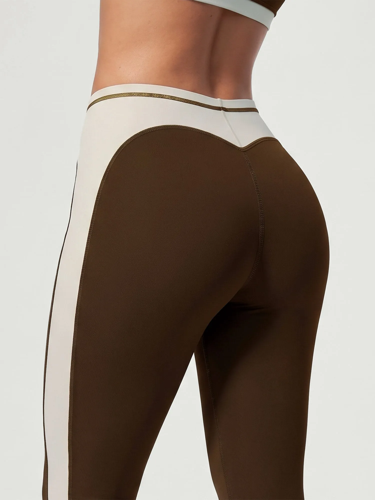 Coffee High-Waist Side Panel Leggings 28" sold by BERLOOK product image thumbnail 3