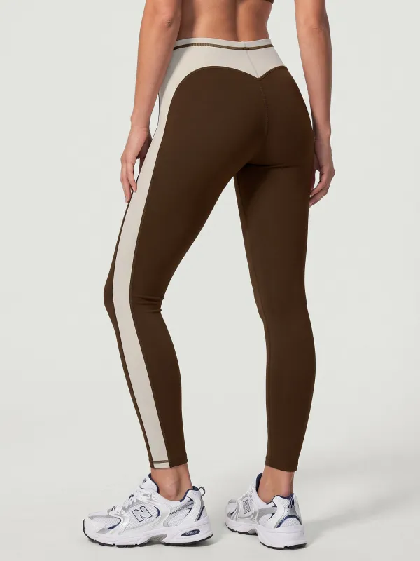 Coffee High-Waist Side Panel Leggings 28" made by BERLOOK