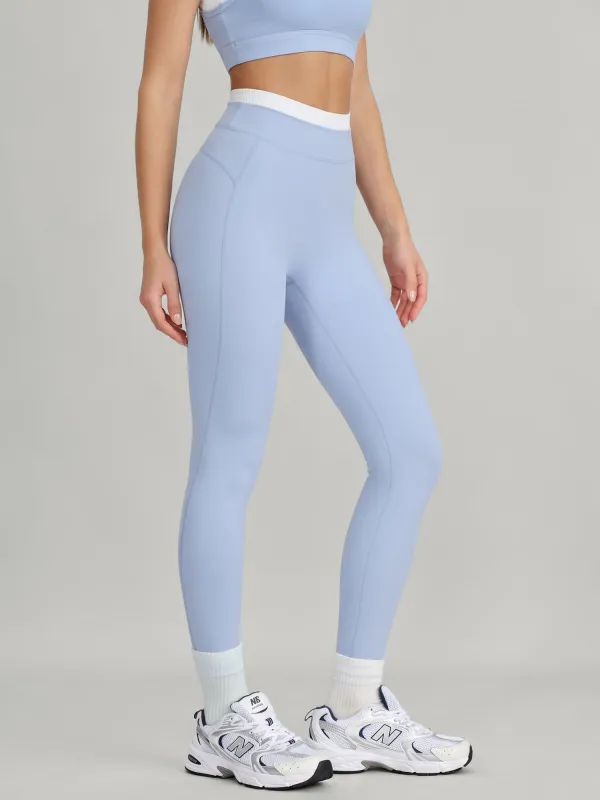 Light Blue Contrast Trim Leggings 27" made by BERLOOK