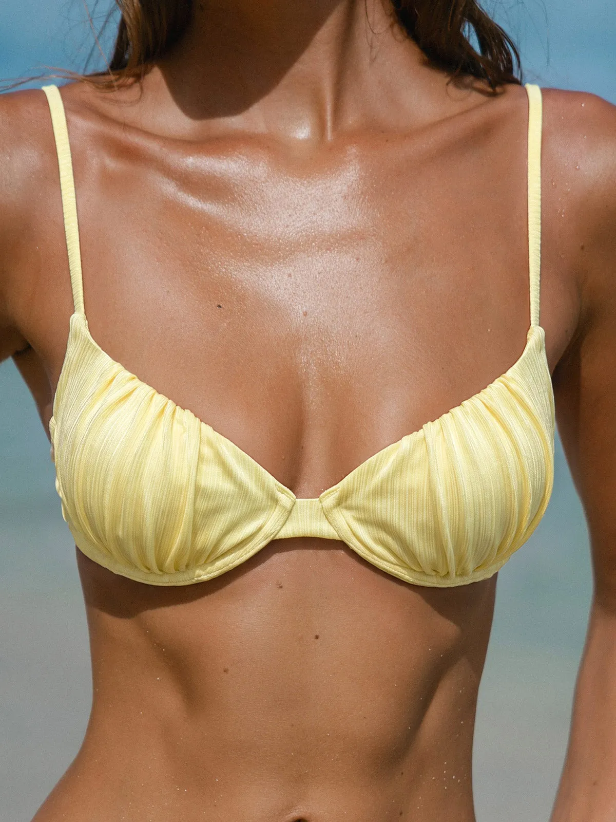 Yellow Pleated Underwire Bikini Top sold by BERLOOK product image thumbnail 3