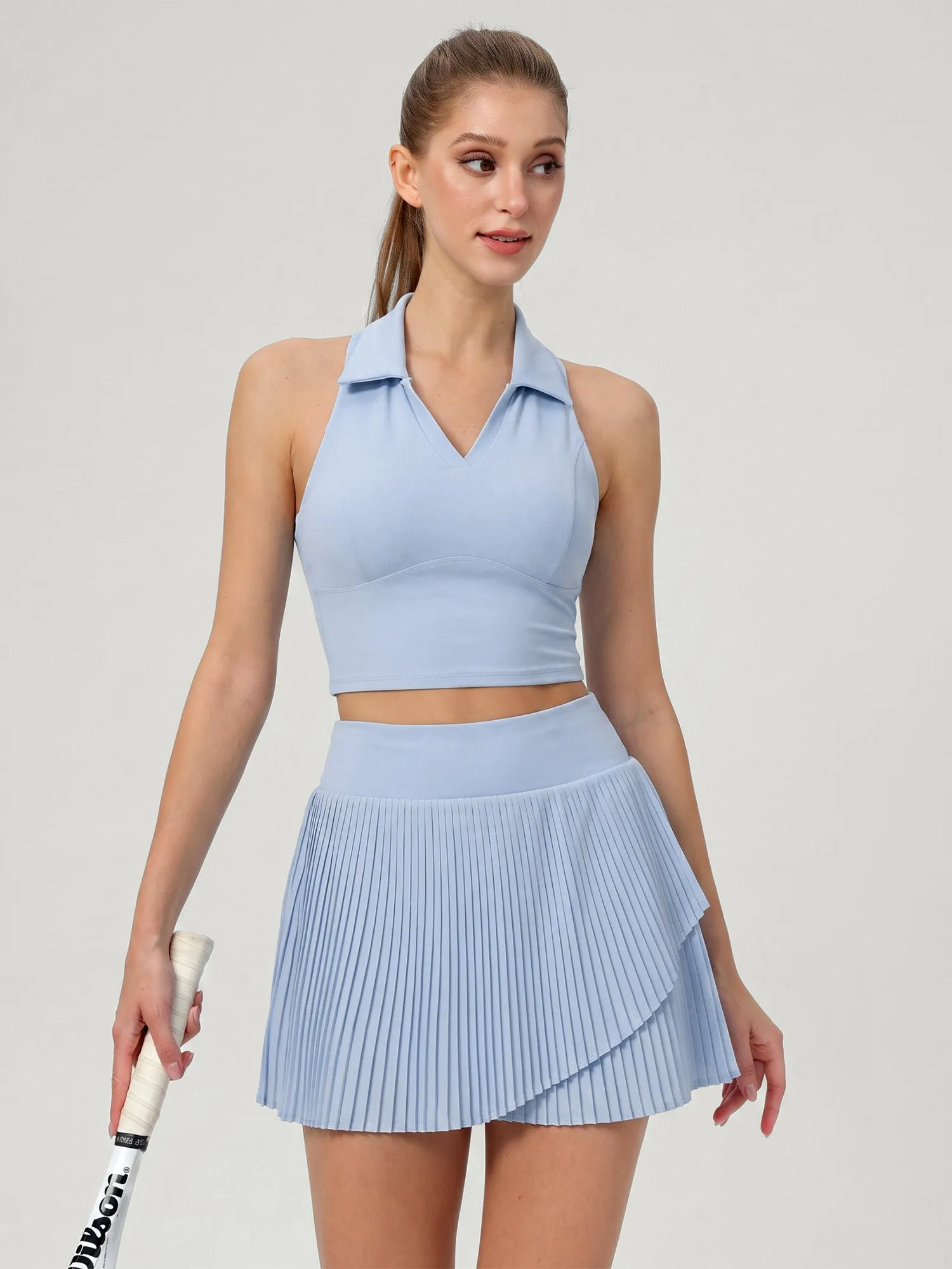 Light Blue Collared I‑Back Tank Top - Light Support sold by BERLOOK product image thumbnail 4