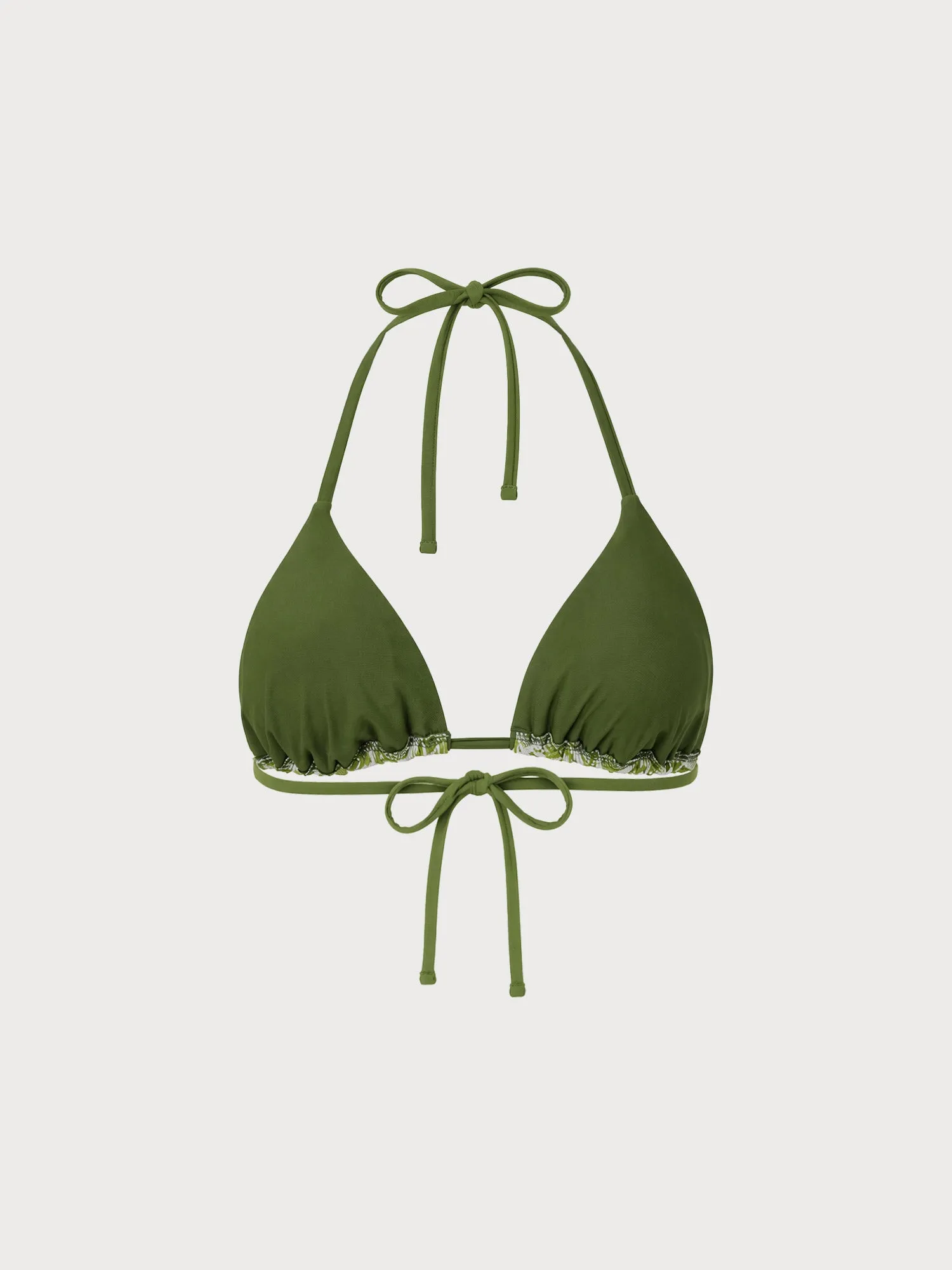 Green Floral Print Triangle Halter Bikini Top sold by BERLOOK product image thumbnail 2