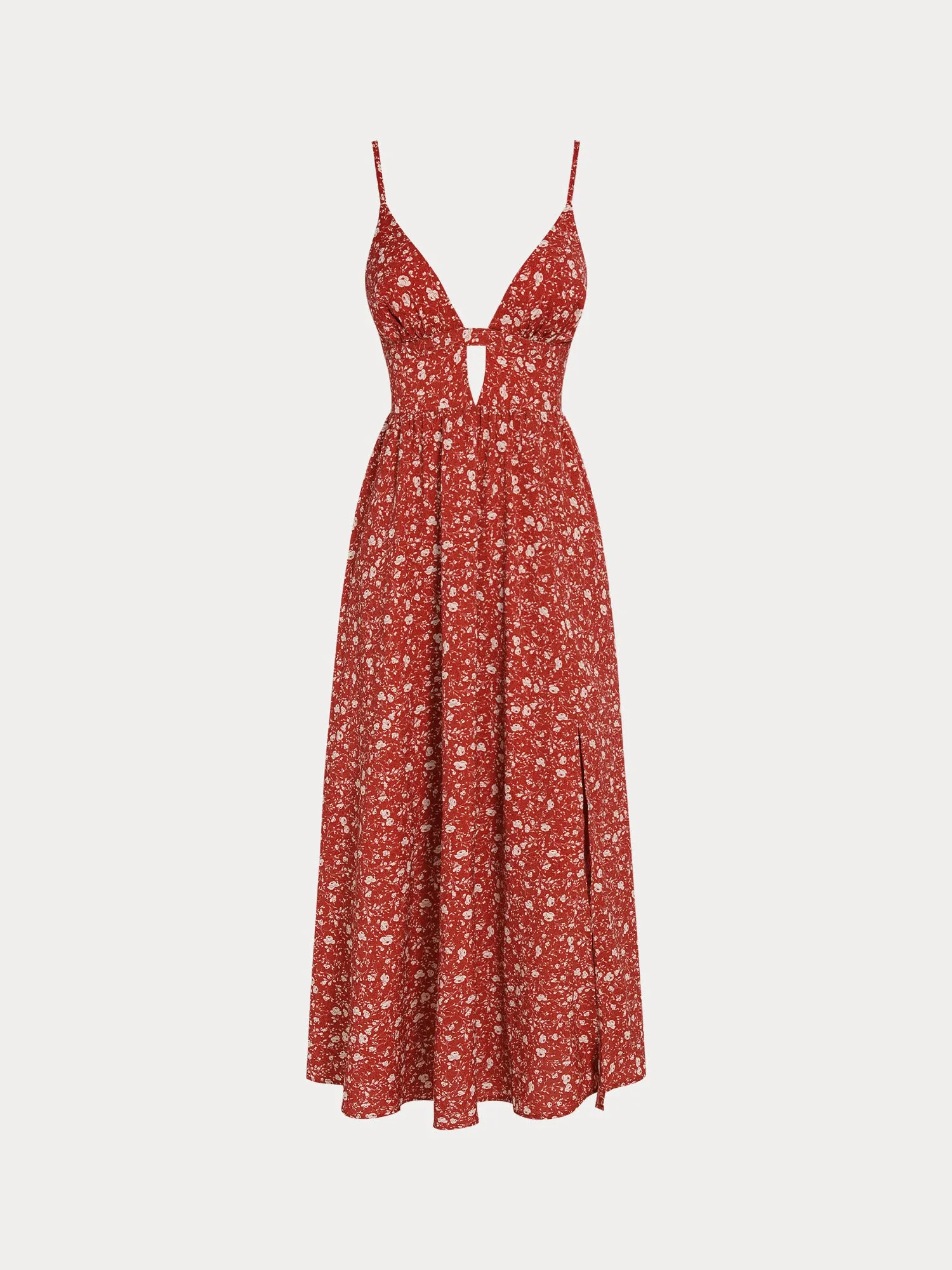 Red Floral Print Cutout Beach Dress sold by BERLOOK