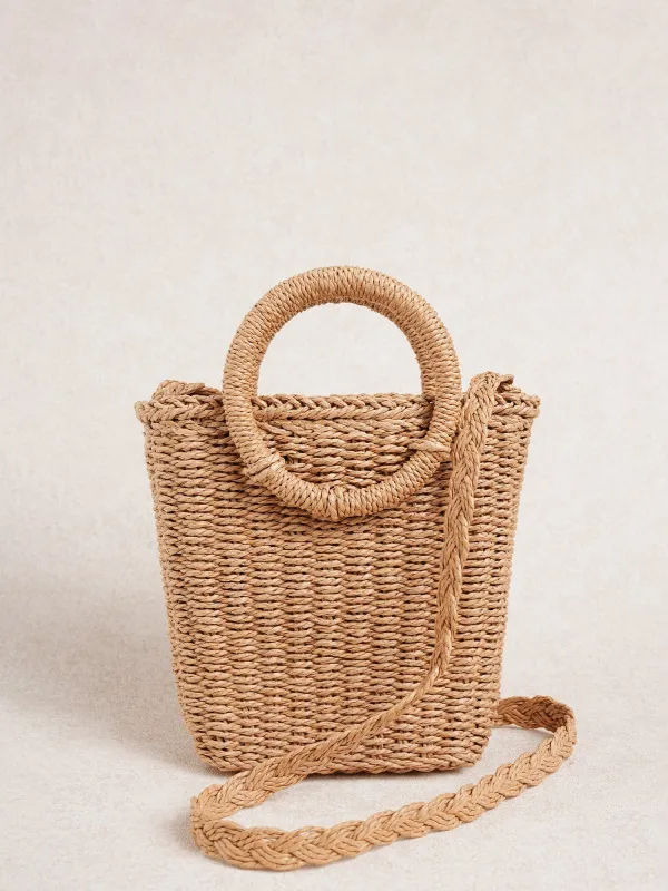 Brown Round‑Handle Straw Bag made by BERLOOK