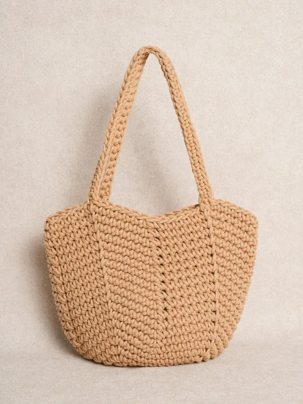 Khaki Crochet Bucket Bag made by BERLOOK