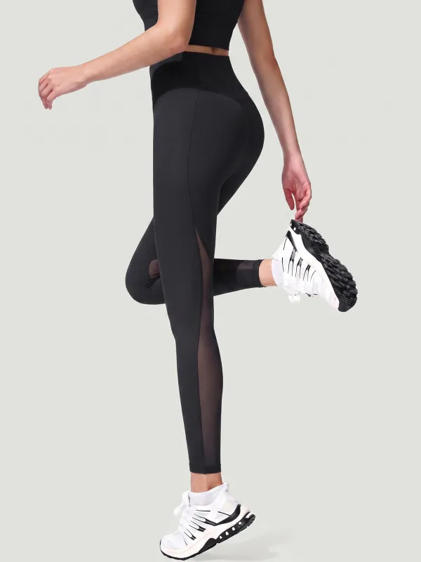 Black Breathable Back Leg Mesh Leggings made by BERLOOK