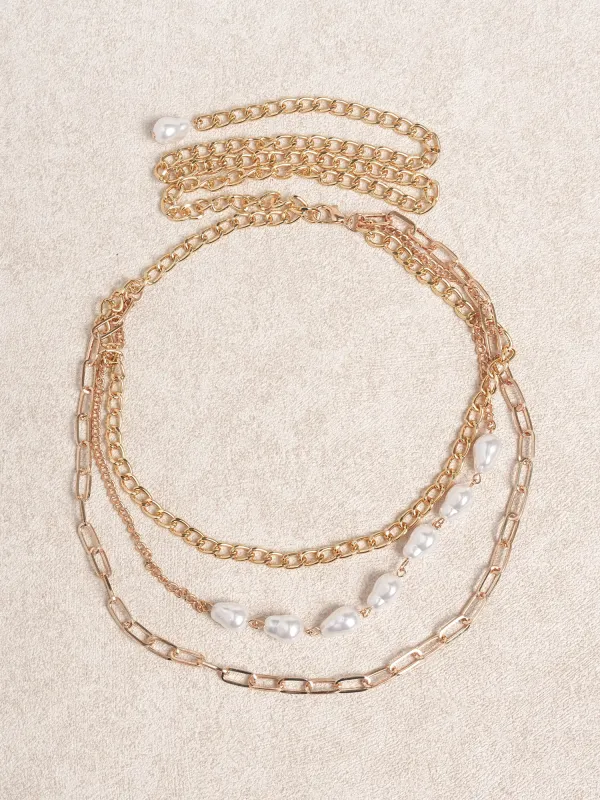 Gold Layered Pearl Waist Chain made by BERLOOK