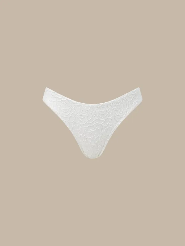 White Textured Moderate Coverage Bikini Bottom made by BERLOOK
