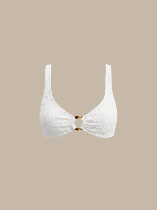 White Textured O-Ring X Cross Bikini Top made by BERLOOK