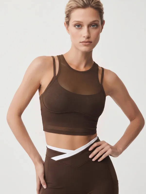 Coffee Mesh Racerback Tank Top - Light Support made by BERLOOK